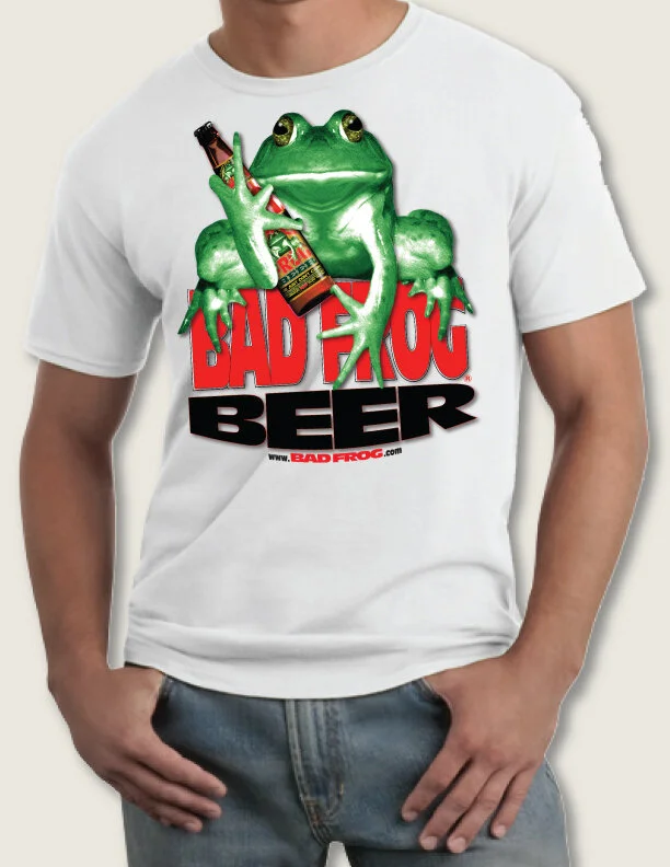 BAD FROG BEER Bottle- Performance SOFT White T-shirt — BAD FROG